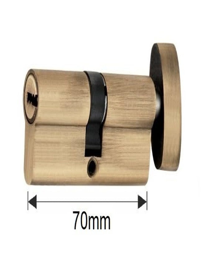 Shrida 70mm Brass Cylinder Lock with 3 Ultra Keys - High-Security CY Lock for Main Door | Antique Finish | Ideal for Wooden & Metal Doors - Image 2